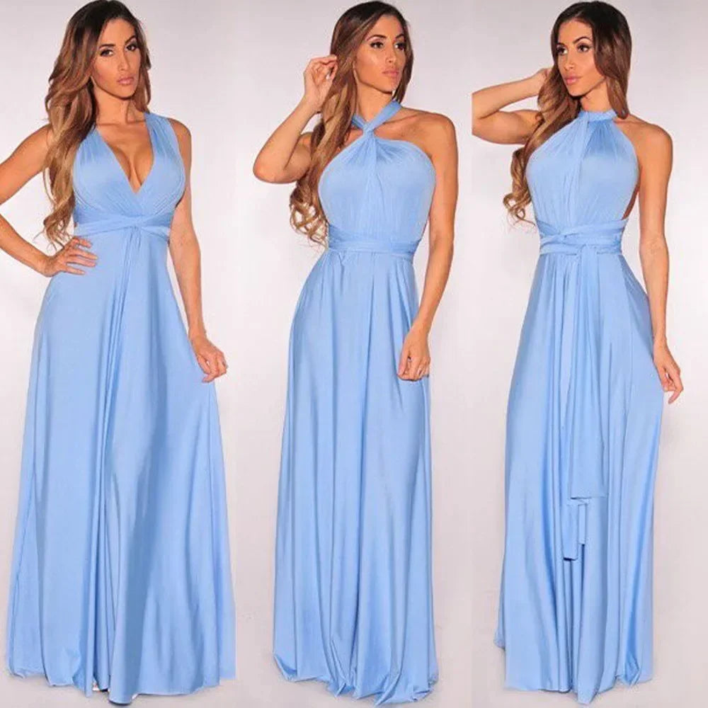 Women's V-neck Strappled Long Dress