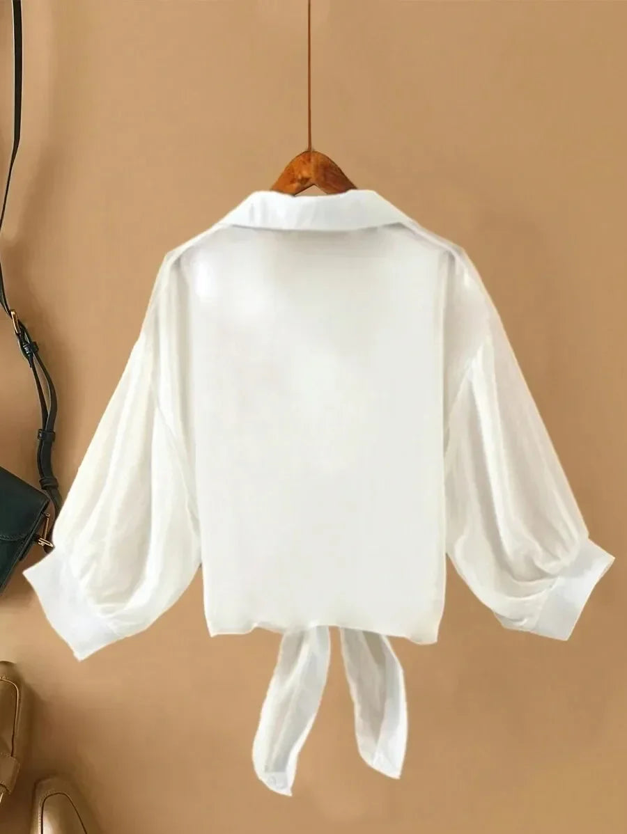 Women's Plus Size Front-Tie Loose Shirts