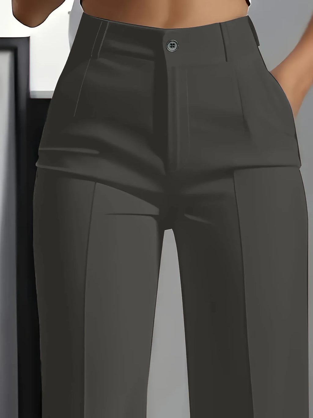 Hiigh-waisted, straight-cut, suit pants