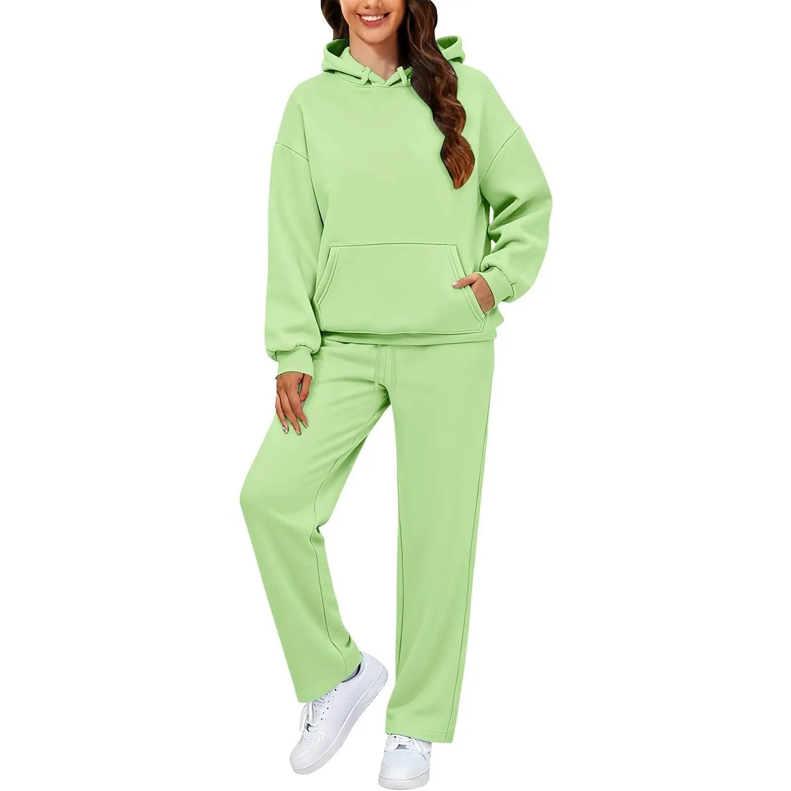 2 PiecePullover Tops And Wide Leg Pants Sweatsuit