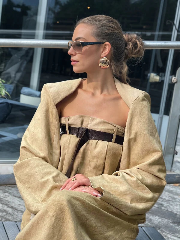 Cotton Two-piece Jumpsuit with Belt