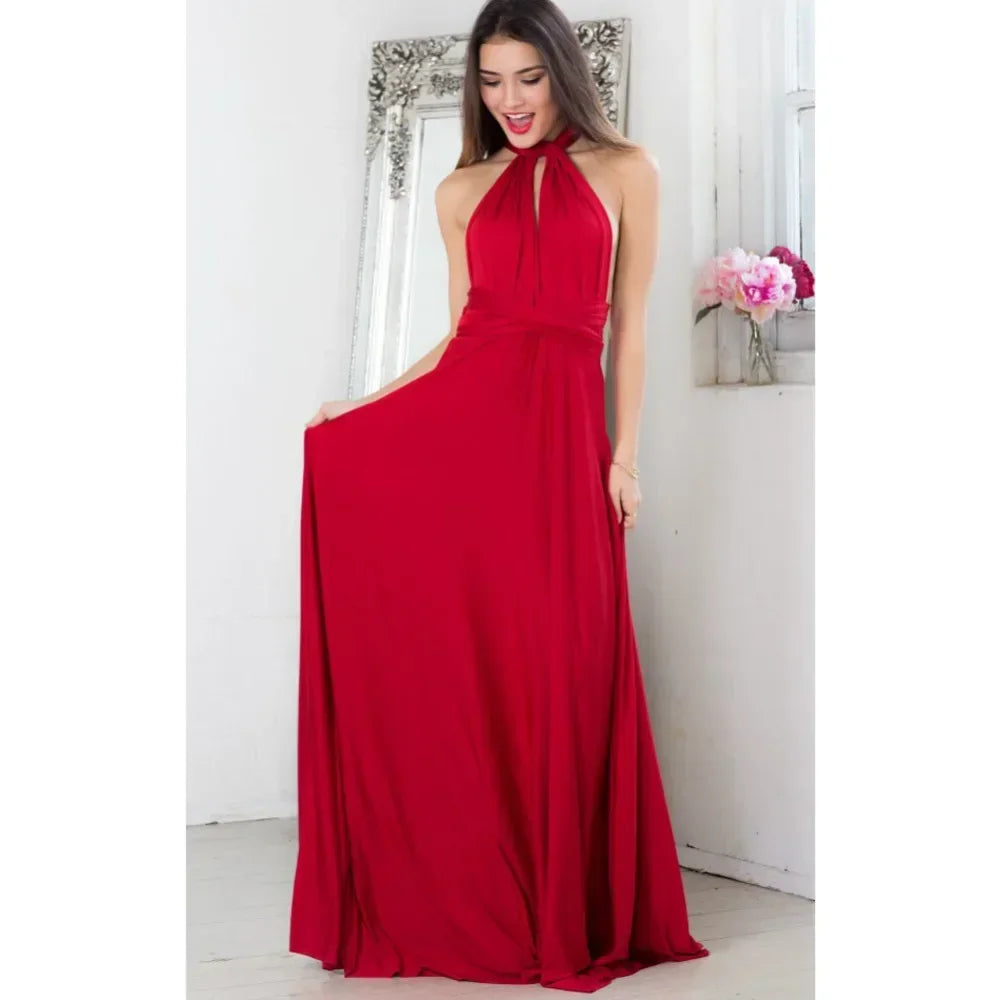 Women's V-neck Strappled Long Dress