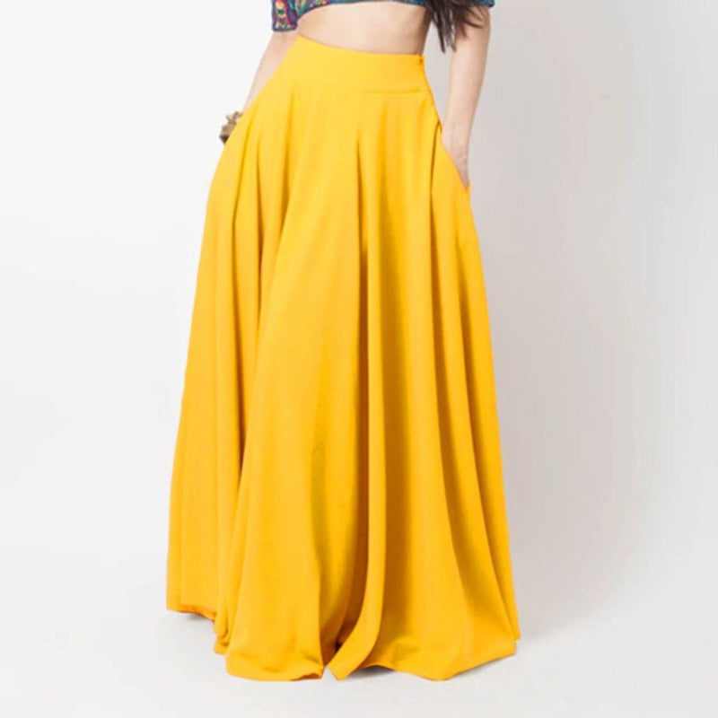 Breathable Half Body Pleated Skirt Micro Elastic Polyester Long Dresses
