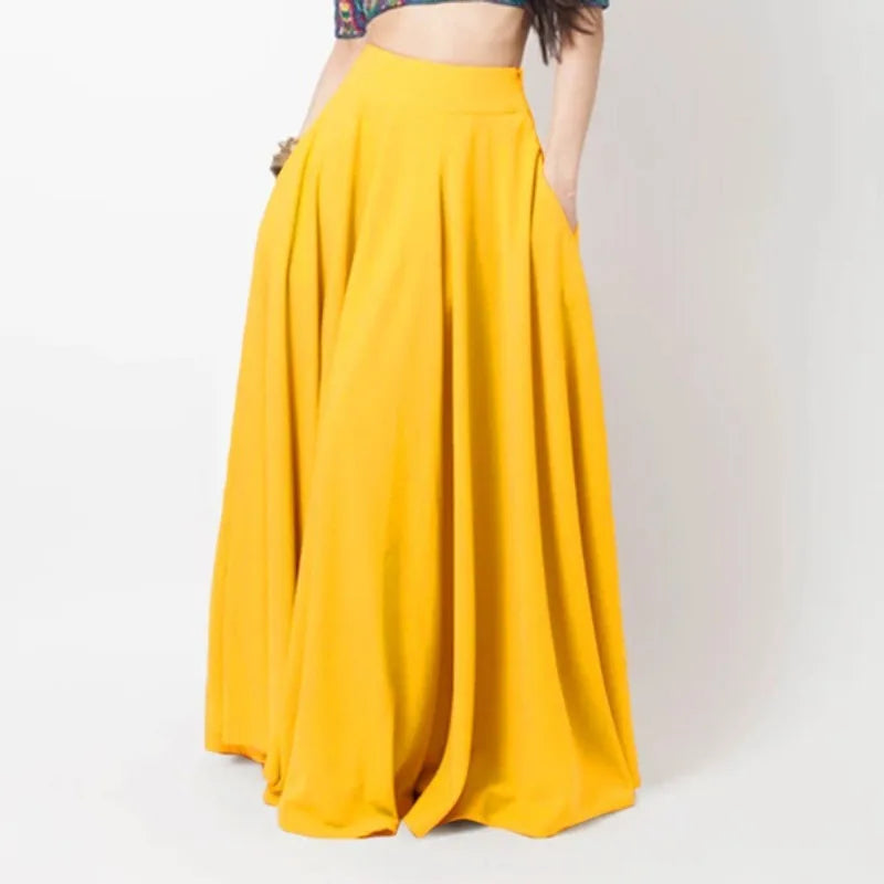 Breathable Half Body Pleated Skirt Micro Elastic Polyester Long Dresses