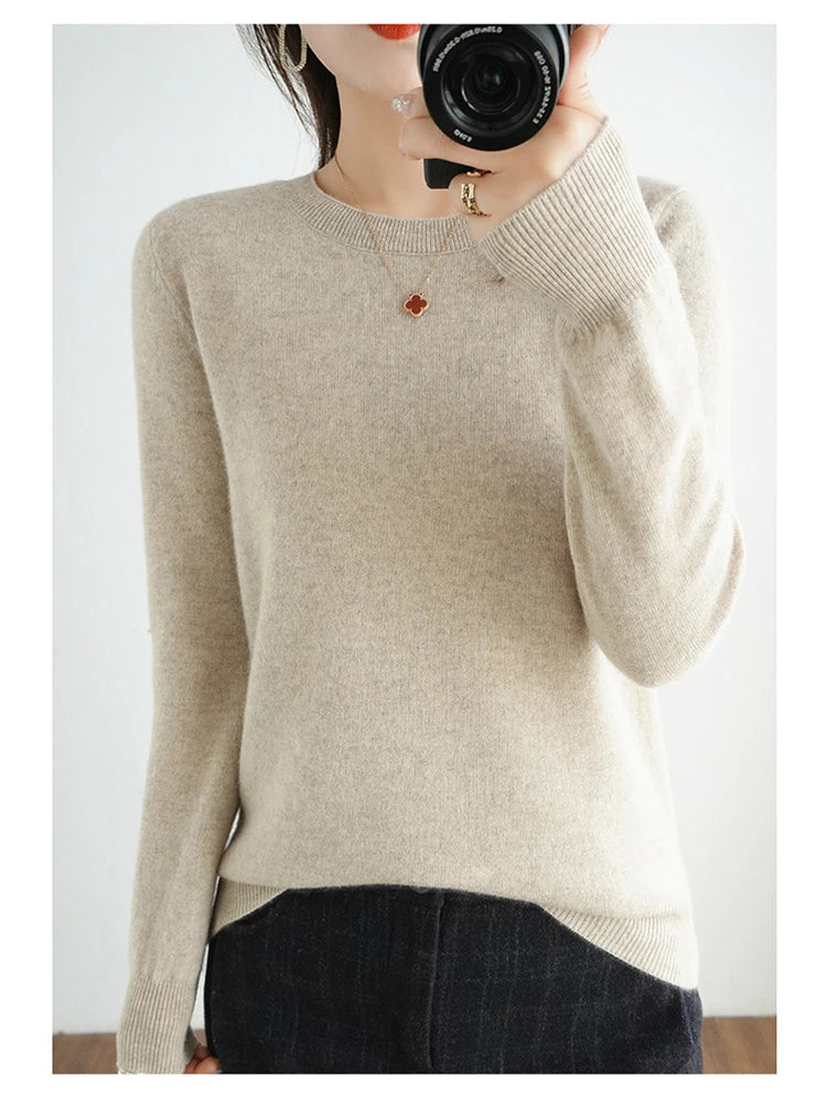 Cashmere Crew Neck Pullover Knit Sweater