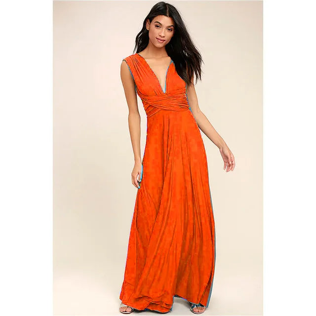 Women's V-neck Strappled Long Dress