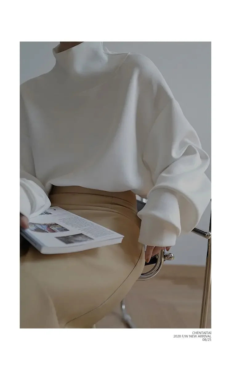 High Collar Long Loose Sleeve Top