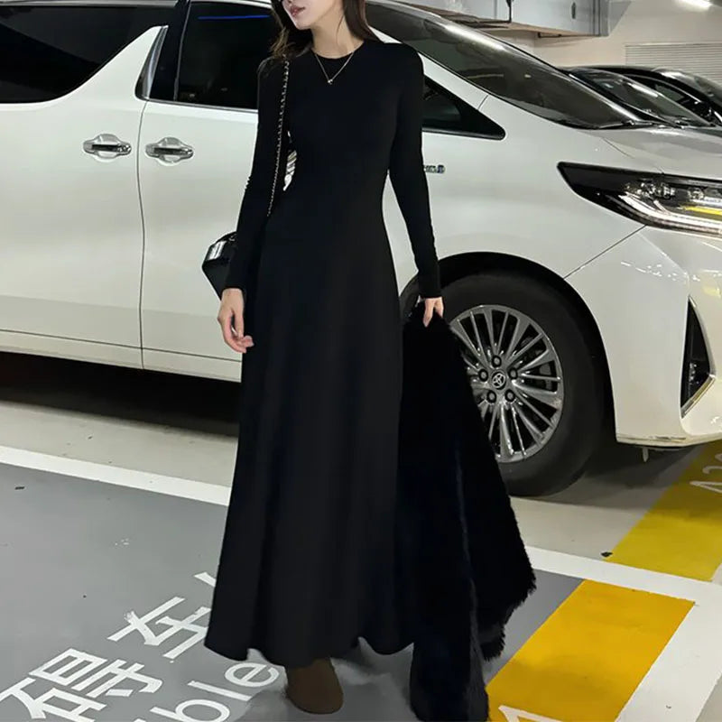Solid Long Sleeve Corset Dress