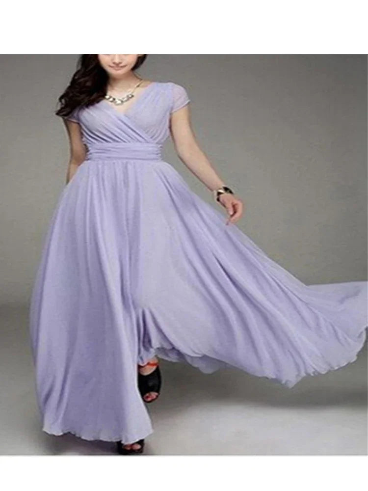 Women's Short Sleeve Chiffon Dress