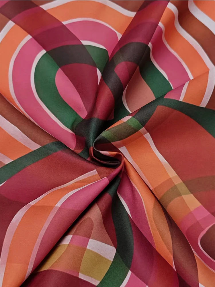 Elegant Lantern Sleeve Mid-Length Colorful Dress