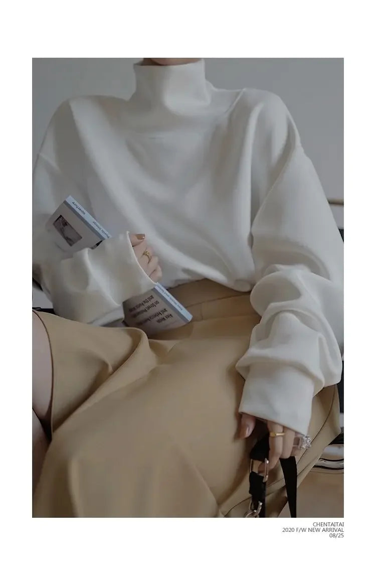 High Collar Long Loose Sleeve Top
