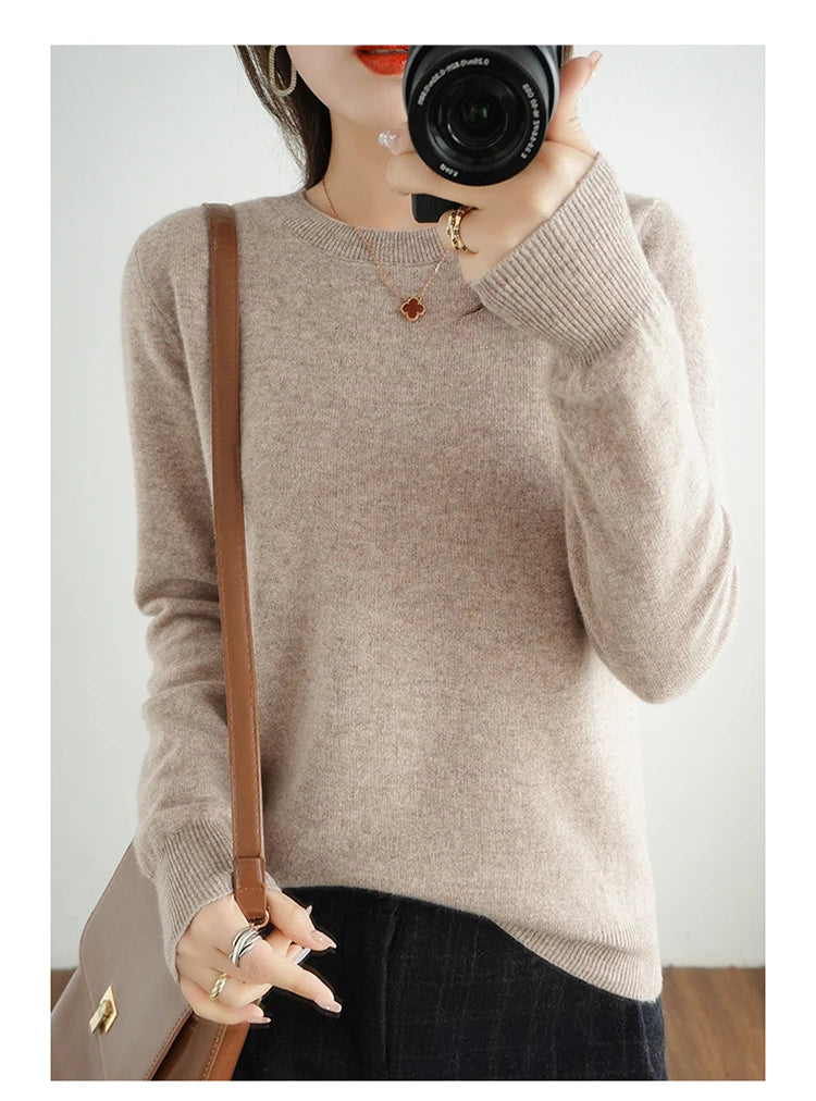 Cashmere Crew Neck Pullover Knit Sweater