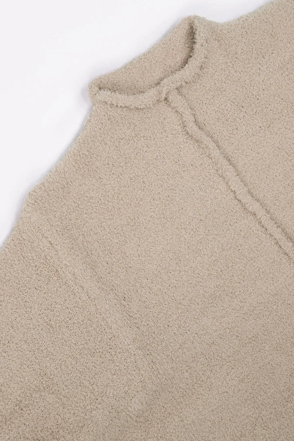 Beige Casual Oversized Knit Two-Piece Set with Half-Zip Sweater And Wide-Leg