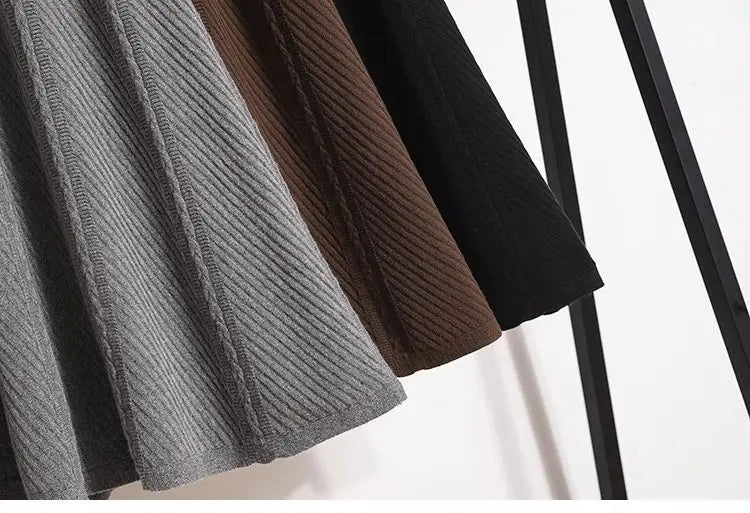 Knitted High-Waisted A-Line Skirt