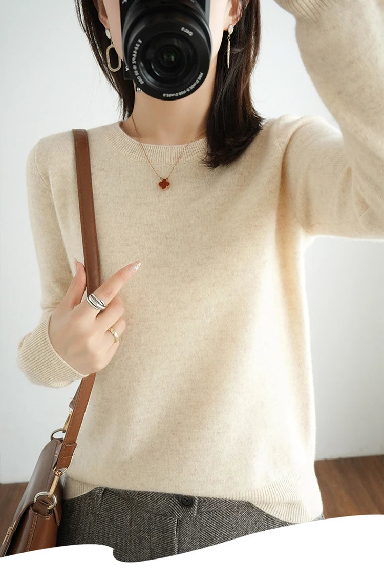 Cashmere Crew Neck Pullover Knit Sweater