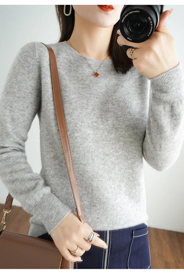 Cashmere Crew Neck Pullover Knit Sweater