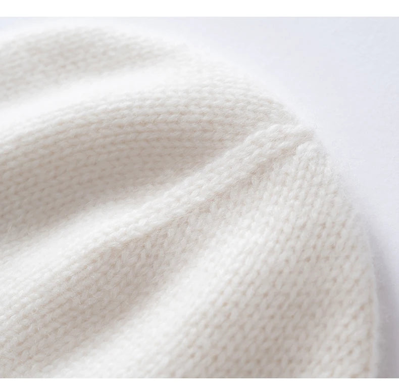 100% Cashmere Knitted Hat with Ear Protection