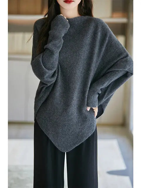 100% Merino Wool Triangle, Boat Neck Pullover Sweater