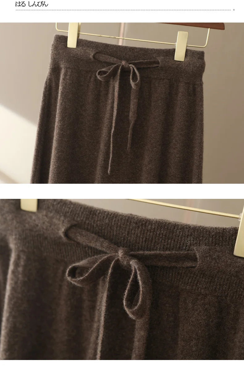 100% Pure Cashmere Wool Women's A-Line Skirt w/Pocket