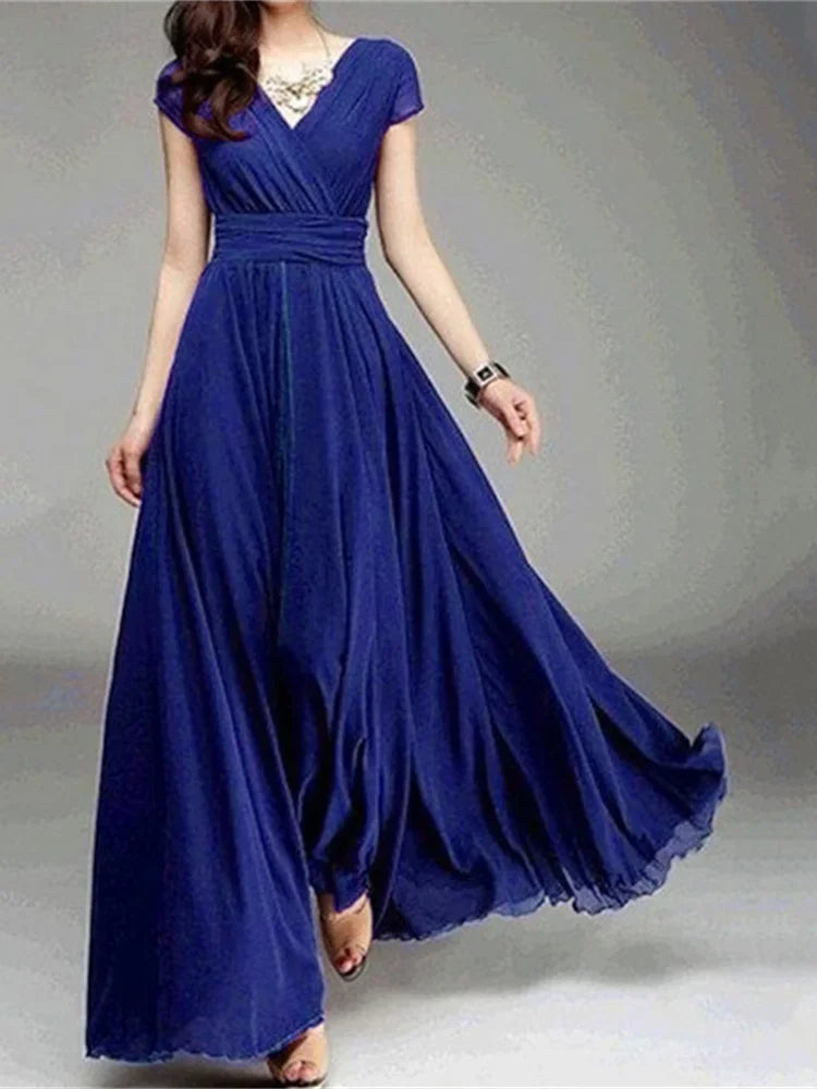 Women's Short Sleeve Chiffon Dress