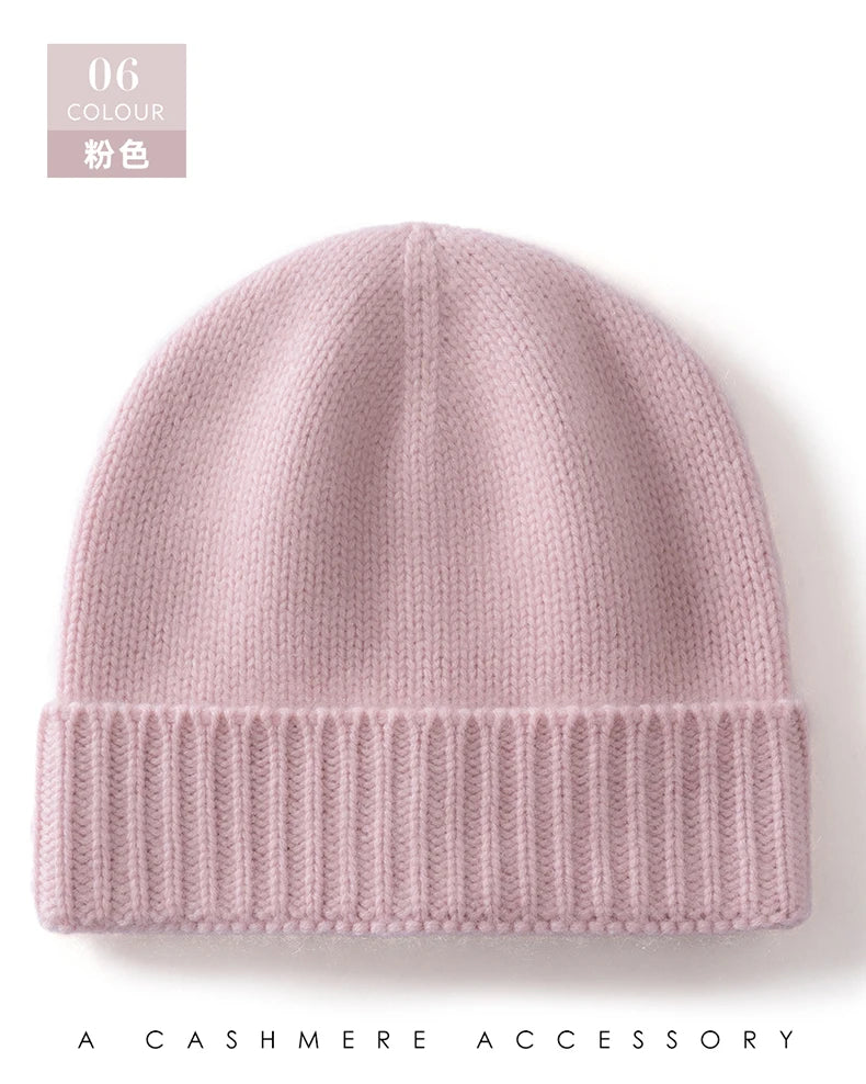 100% Cashmere Knitted Hat with Ear Protection