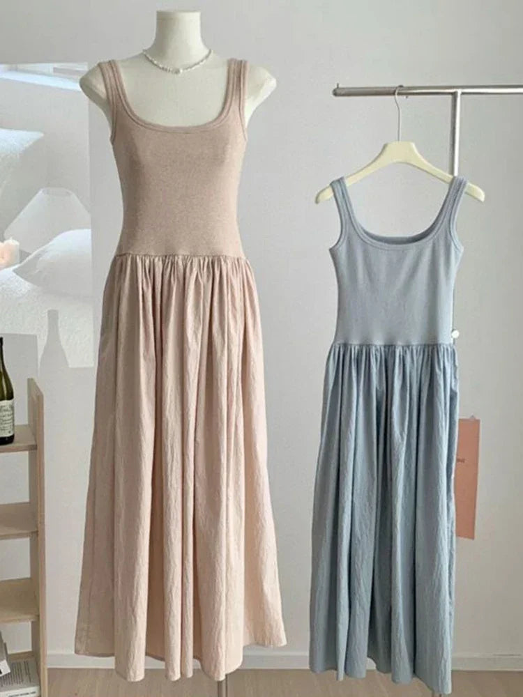 Women's Vintage Sleeveless Square Neck Dress