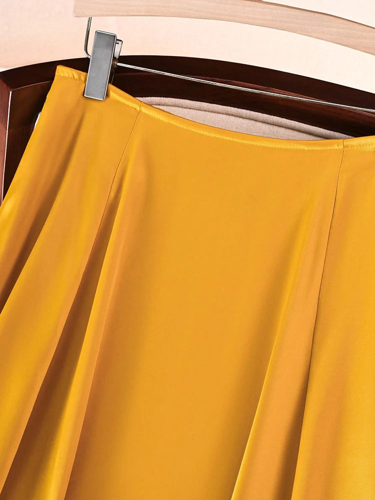 Elegant Satin A-line Long Maxi Skirt