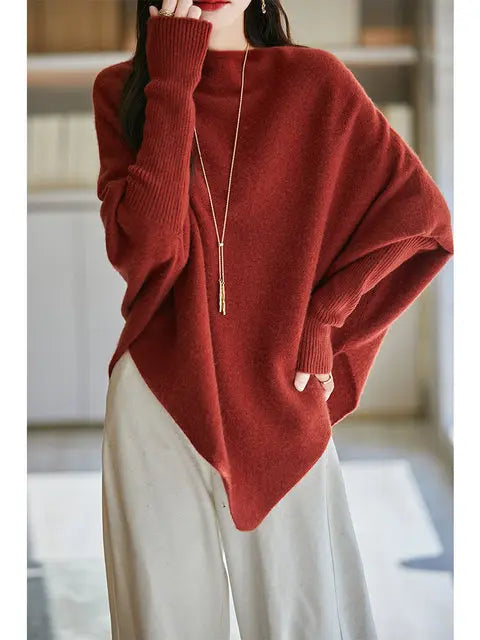 100% Merino Wool Triangle, Boat Neck Pullover Sweater