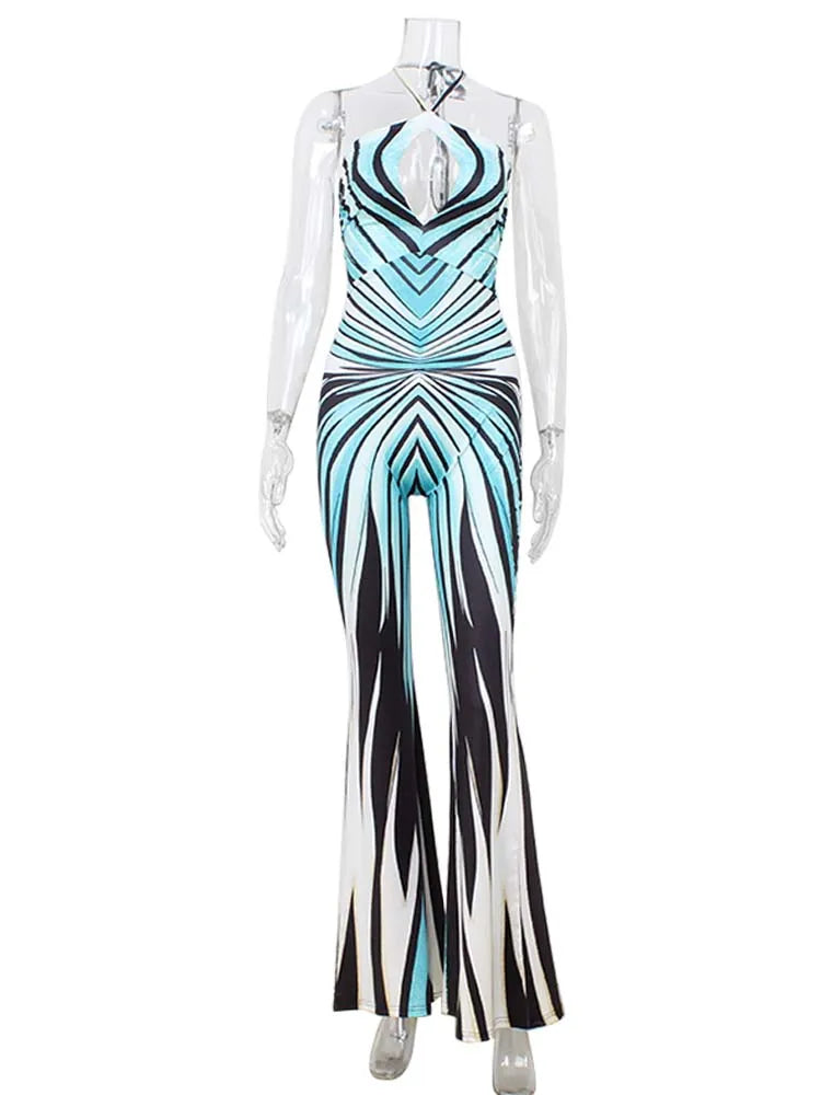 Women's Striped Halter Jumpsuit