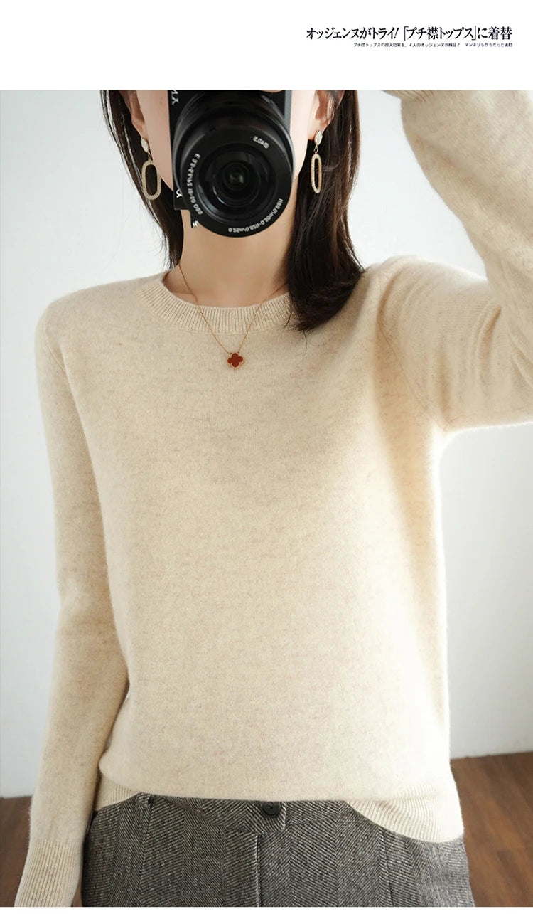 Cashmere Crew Neck Pullover Knit Sweater
