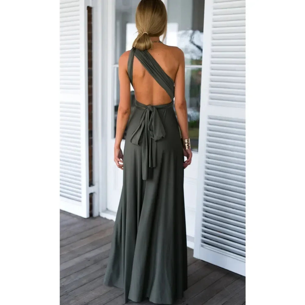 Women's V-neck Strappled Long Dress