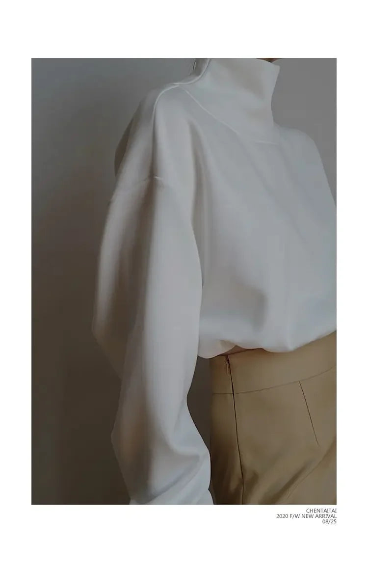High Collar Long Loose Sleeve Top