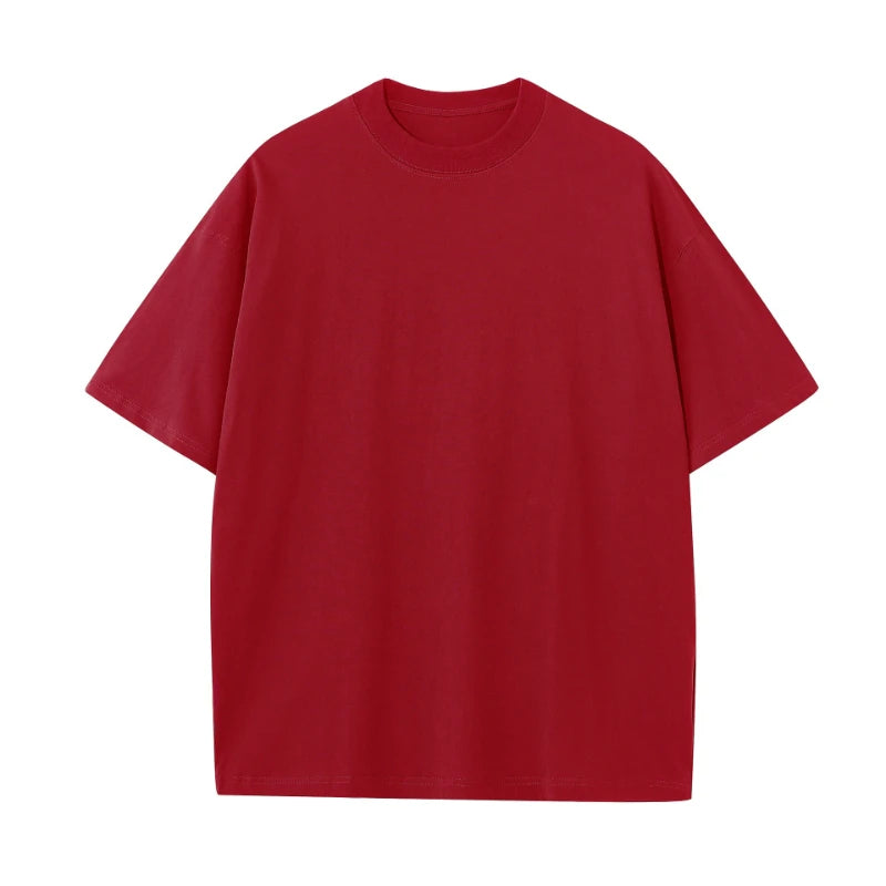 Plus Size Heavy-weight Cotton Blend Crewneck Short-sleeve T-Shirt Shirt