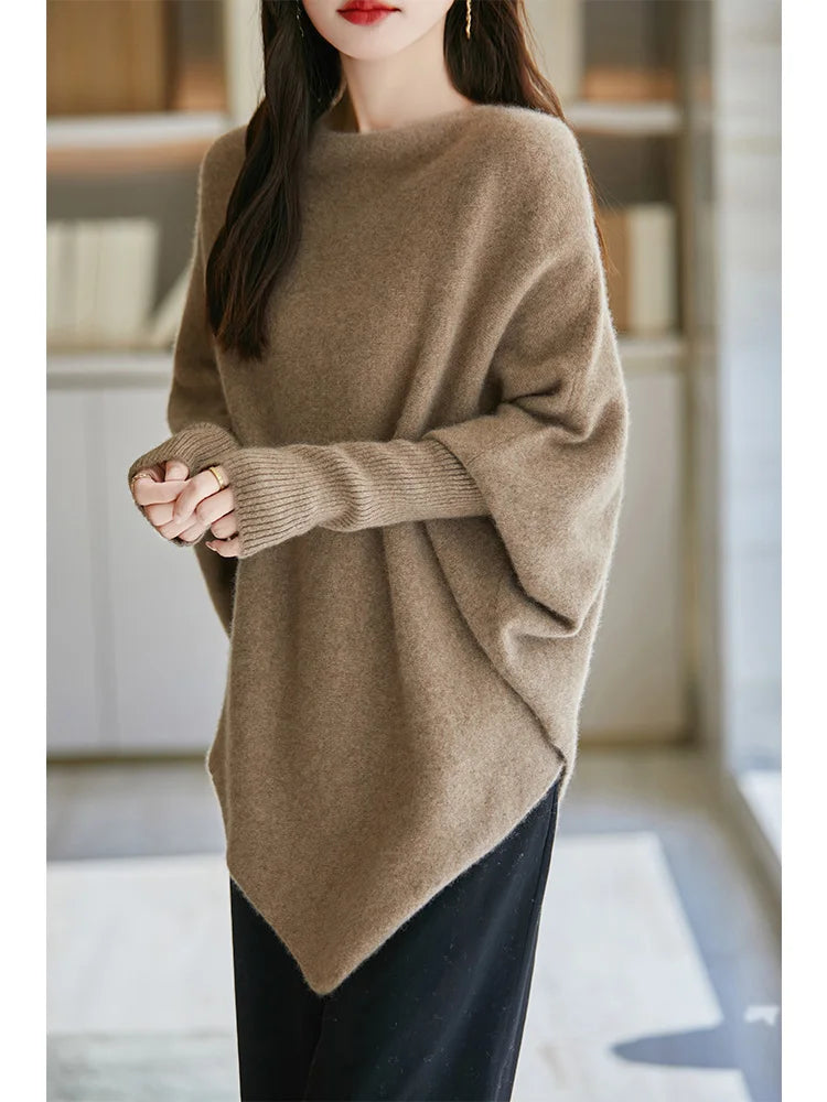 100% Merino Wool Triangle, Boat Neck Pullover Sweater