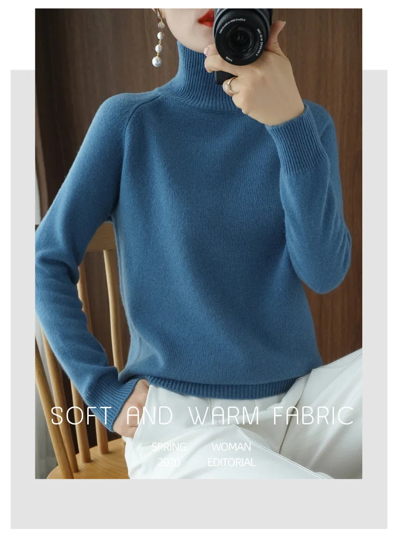 Merino Wool Mock Neck Pullover Sweater