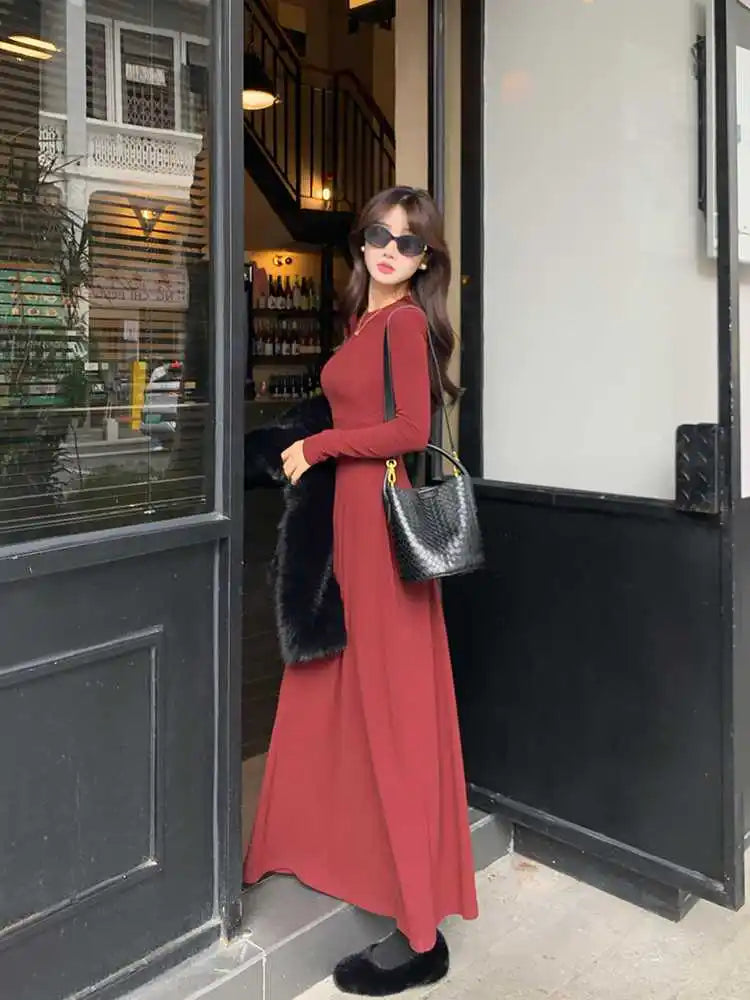 Solid Long Sleeve Corset Dress