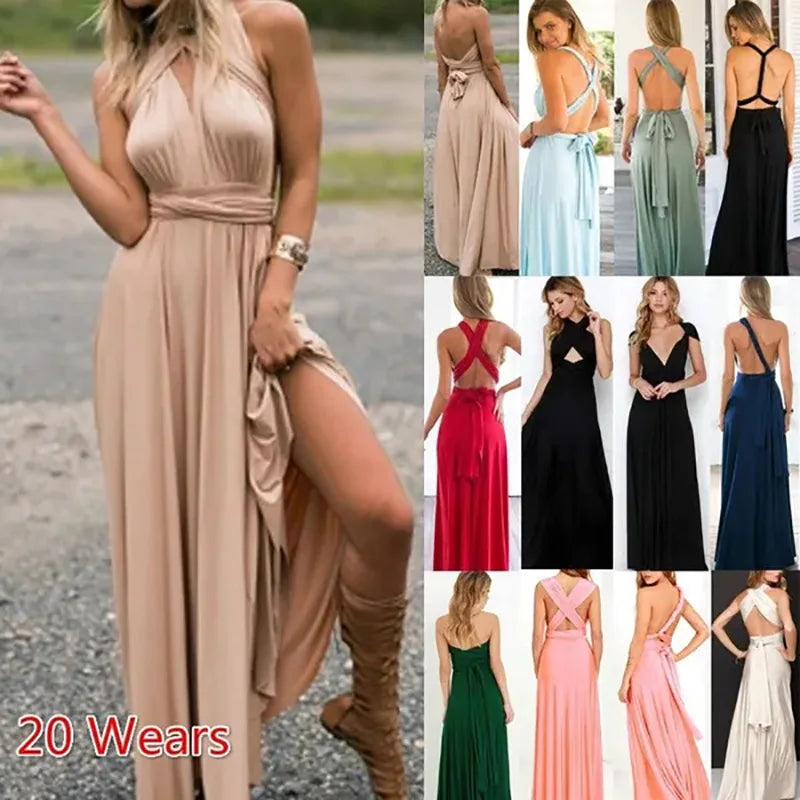 Women's V-neck Strappled Long Dress