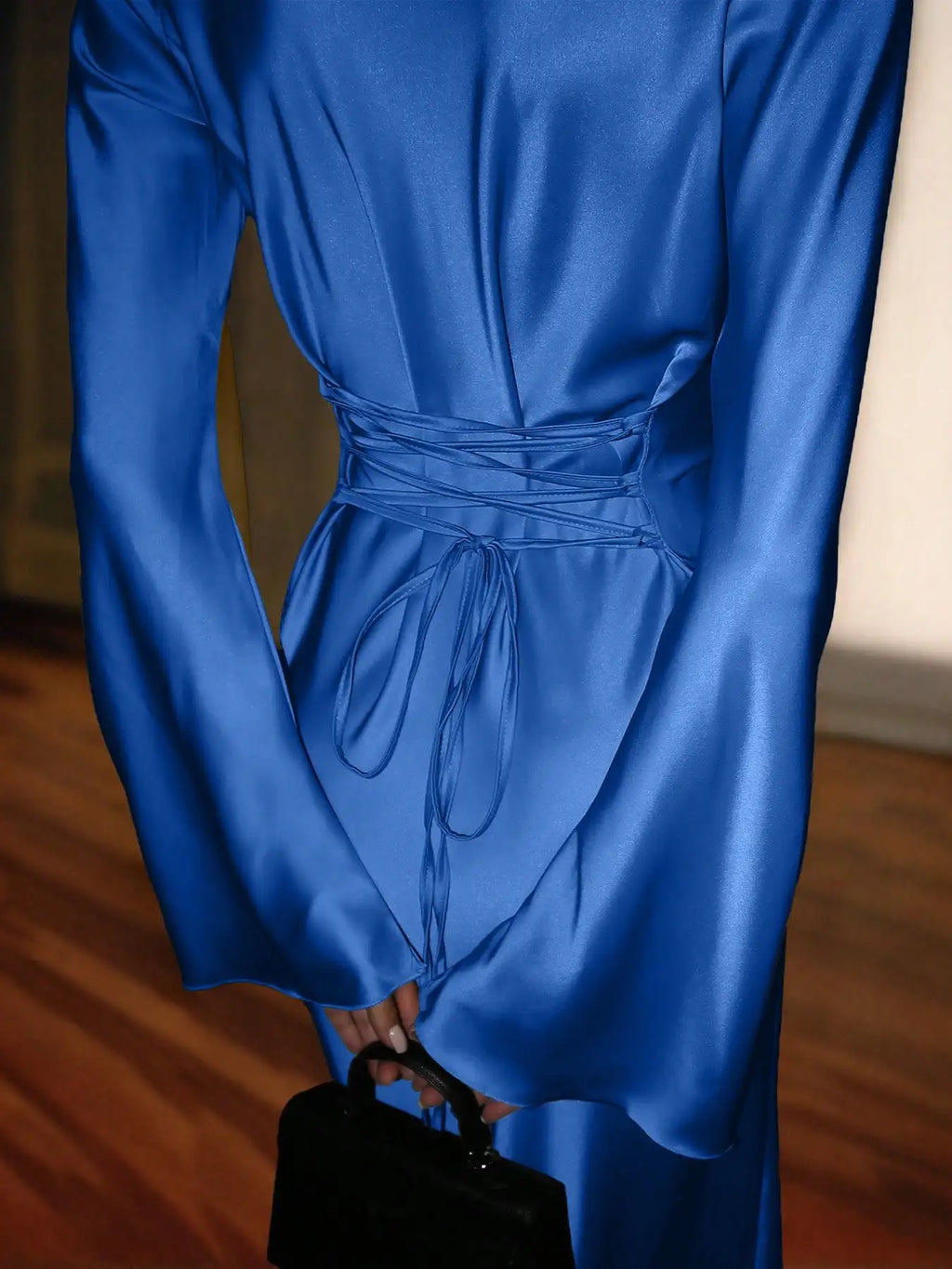 Satin Long Sleeve Maxi Dress