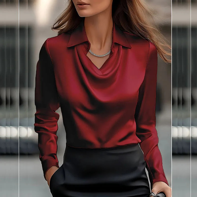 Long Sleeve Satin Blouse