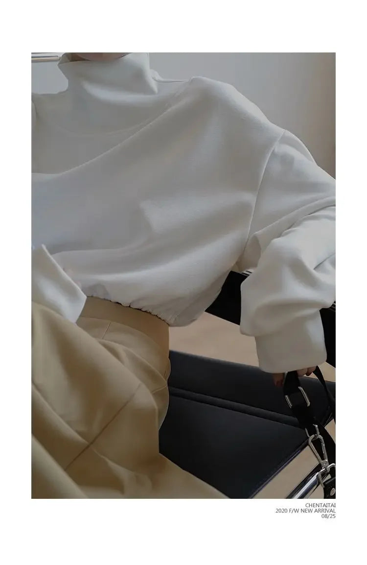 High Collar Long Loose Sleeve Top