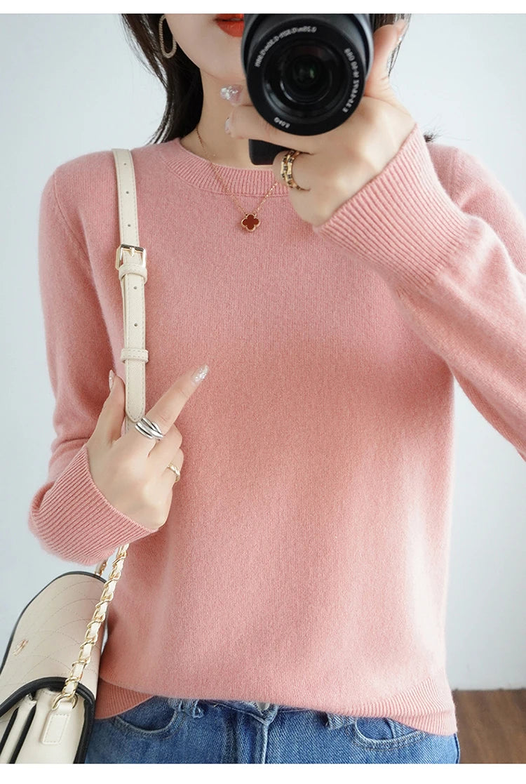 Cashmere Crew Neck Pullover Knit Sweater