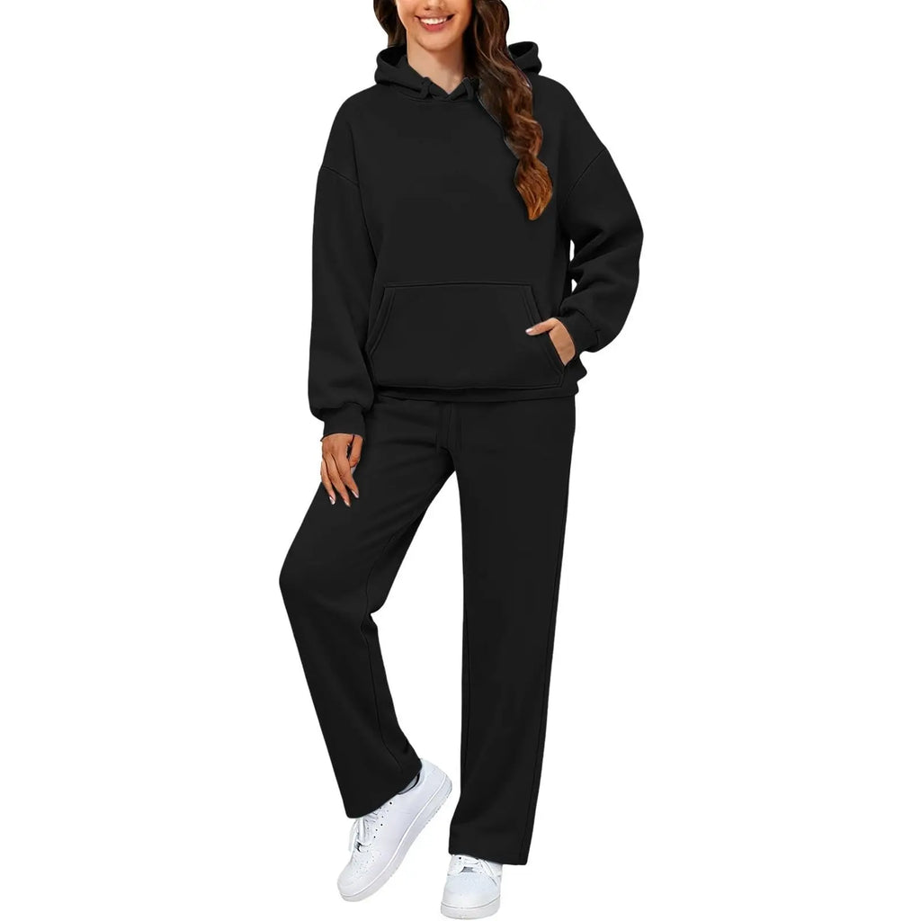 2 PiecePullover Tops And Wide Leg Pants Sweatsuit