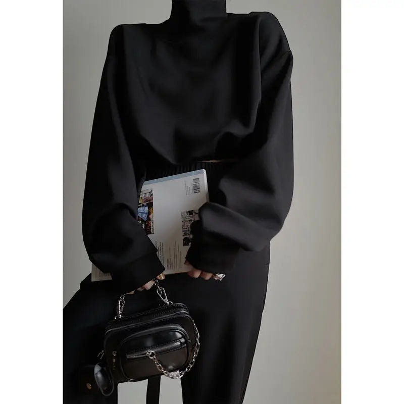 High Collar Long Loose Sleeve Top