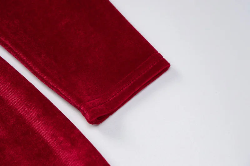 Elegant Long Sleeve Velvet Evening Dress w/Slit