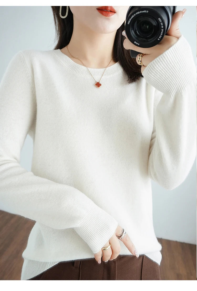 Cashmere Crew Neck Pullover Knit Sweater