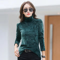 Velvet, Long Sleeve, High Neck Top
