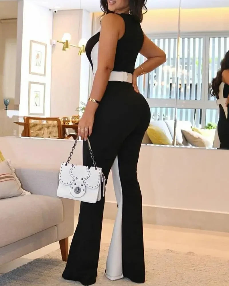 V-neck Jumpsuit - Belt not Included