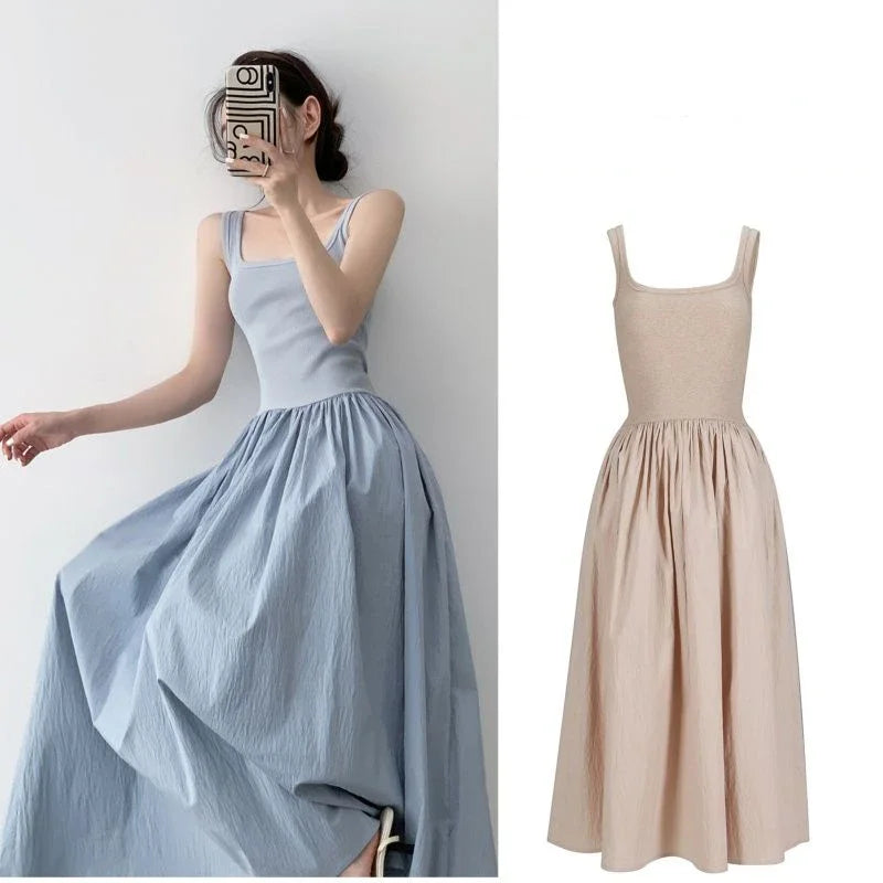 Women's Vintage Sleeveless Square Neck Dress