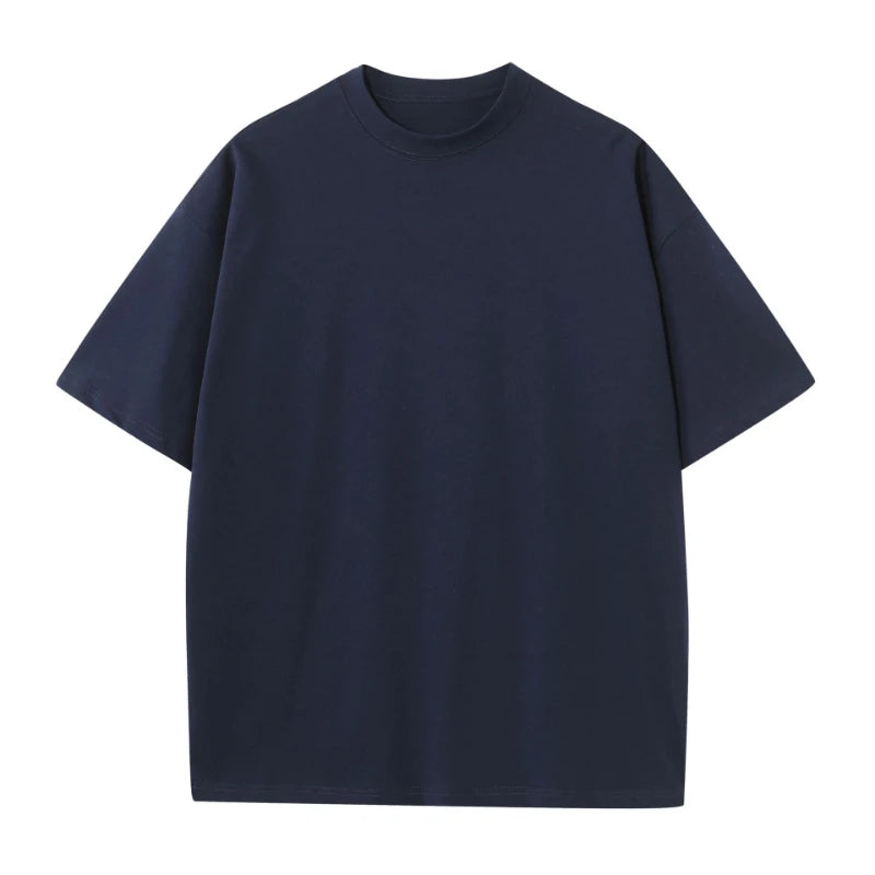 Plus Size Heavy-weight Cotton Blend Crewneck Short-sleeve T-Shirt Shirt