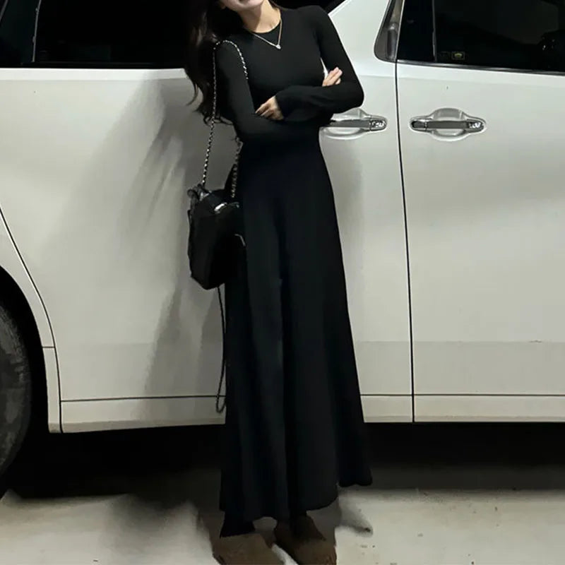 Solid Long Sleeve Corset Dress